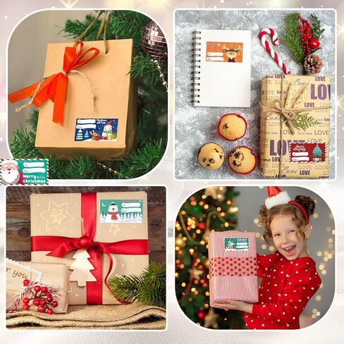 750 PCS Christmas Gift Tags - 2.95 x 1.97 in Gift Tags for Christmas Presents, Xmas Gift Name Tags Stickers Decorations for Women Men, Holiday Wrapping Paper Labels for Gifts in Saudi Arabia
