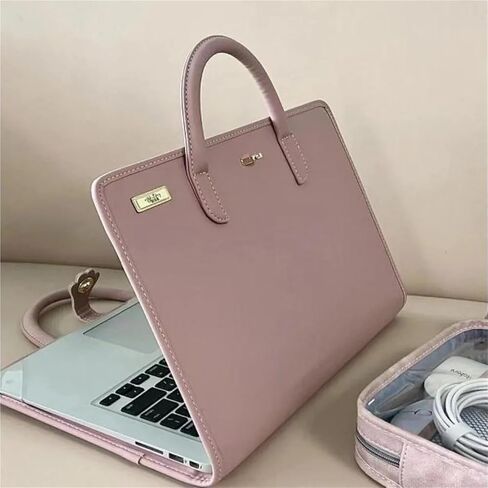 PU Laptop Sleeve Pink With Handle Protective Case Laptop Protective Case(15.6 inch) in Saudi Arabia