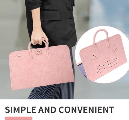 PU Laptop Sleeve Pink With Handle Protective Case Laptop Protective Case(15.6 inch) in Saudi Arabia