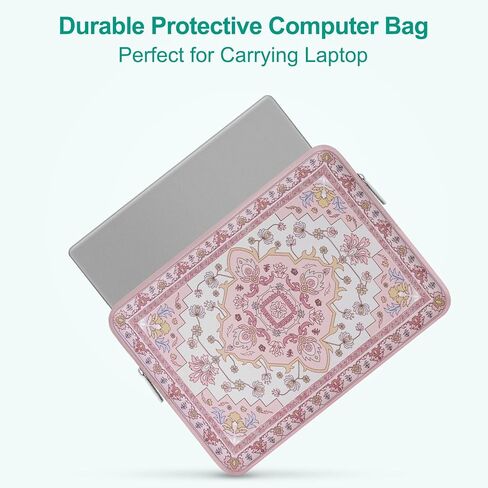 MOSISO Laptop Case 13.3 inch, 13-14 inch Laptop Sleeve Compatible with MacBook Air/Pro 13 / Pro 14,HP Dell Acer ASUS Lenovo,Vintage National Flower Neoprene Carrying Computer Bag with Small Case, Pink in Saudi Arabia
