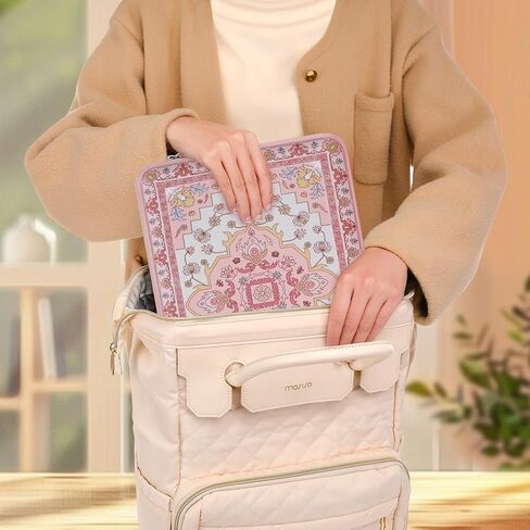 MOSISO Laptop Case 13.3 inch, 13-14 inch Laptop Sleeve Compatible with MacBook Air/Pro 13 / Pro 14,HP Dell Acer ASUS Lenovo,Vintage National Flower Neoprene Carrying Computer Bag with Small Case, Pink in Saudi Arabia