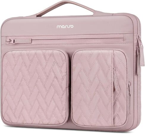 حقيبة كمبيوتر محمول واقية MOSISO 360 مقاس 13.3 بوصة، 13-14 بوصة متوافقة مع MacBook Air 13.6/Pro 13/Pro 14، HP Dell ASUS Lenovo، حقيبة مبطنة متوازية الأضلاع مع جيوب مرتفعة وأفقية، وردي in Saudi Arabia