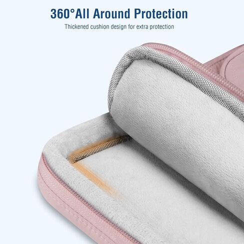 حقيبة كمبيوتر محمول واقية MOSISO 360 مقاس 13.3 بوصة، 13-14 بوصة متوافقة مع MacBook Air 13.6/Pro 13/Pro 14، HP Dell ASUS Lenovo، حقيبة مبطنة متوازية الأضلاع مع جيوب مرتفعة وأفقية، وردي in Saudi Arabia