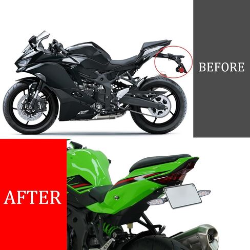 Fender Eliminator Compatible with Ninja ZX25R ZX250 2020-2025 & ZX4R ZX4RR ZX400 2023-2025, Tail Tidy License Plate Mount Rear Tail Light LED Turn Signal Indicator Kit (Clear) in Saudi Arabia