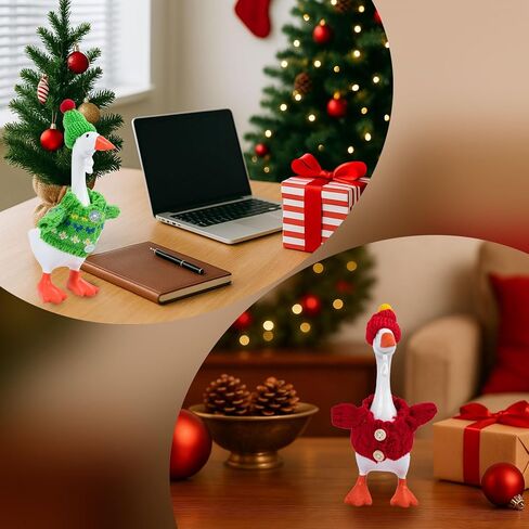 4 Pcs 7 inch Desk Goose Outfits Winter Mini Goose Clothes- Capes with Plush Collar, Christmas Santa Cape – Holiday Desk Decor Accessories in Saudi Arabia