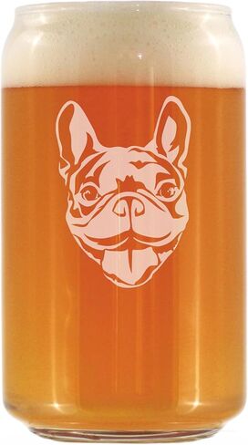 Happy Frenchie - كوب بيرة نصف لتر - ديكور وهدايا فريدة من نوعها تحمل طابع كلب البلدغ الفرنسي للرجال والنساء - 16 أونصة in Saudi Arabia