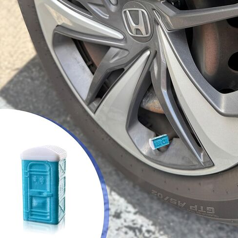 Porta Potty Valve Stem Caps – 4 Pack | Funny 3D Printed Tire Air Caps for Car, Truck | Gag Gift Accessory | Universal Fit, Schrader Valve, Weather-Resistant, No Tools Needed (Sky Blue) in Saudi Arabia