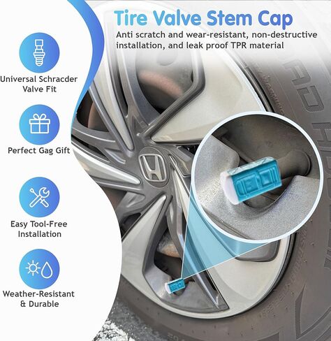 Porta Potty Valve Stem Caps – 4 Pack | Funny 3D Printed Tire Air Caps for Car, Truck | Gag Gift Accessory | Universal Fit, Schrader Valve, Weather-Resistant, No Tools Needed (Sky Blue) in Saudi Arabia