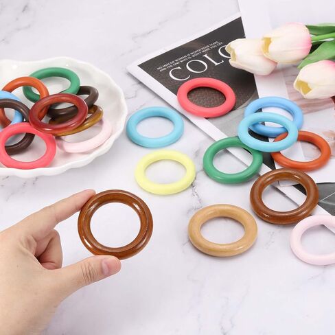 PATIKIL 50mm Natural Wooden Rings, 30 Pack Wood Ring Round Linking Rings Wood Loop Circle for Craft DIY Jewelry Making Macrame, Orange in Saudi Arabia
