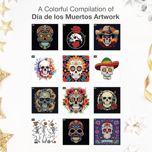 RED EMBER Day of the Dead 2026 Wall Calendar 12 Month | 12" x 24" Open | Thick & Sturdy Paper | Holiday Gift | Día de los Muertos Sugar Skull Art Calendar 2026 in Saudi Arabia