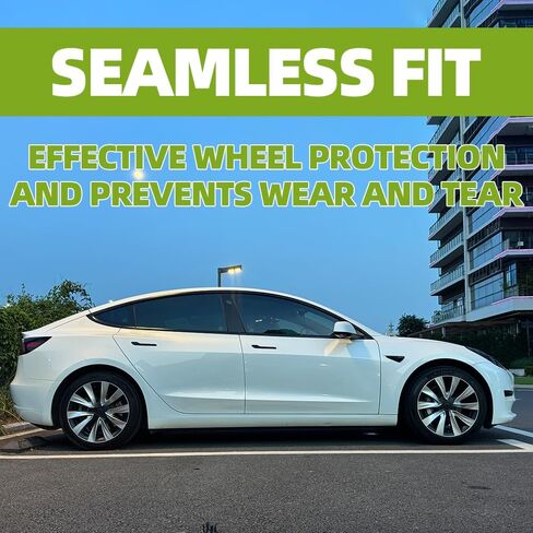 18-Inch Wheel Cover for Tesla Model 3 (2019-2023), Full Edge Hub Cover, 4 Covers Per Pack, Sturdy PC+ABS Material, Baked Enamel (Silver and Black Two - Color) in Saudi Arabia