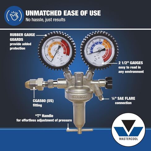 Mastercool (53010-AUT Silver Pressure Test Regulator Kit with R134a Coupler, Black in Kuwait