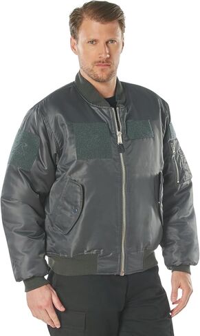 Rothco Flight Jacket with Patches - Iconic MA-1 Aviator Bomber Jacket - Black - Large in Saudi Arabia