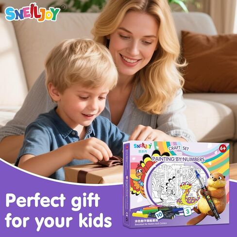 sneiljoy 3 عبوات الطلاء بالأرقام عدة للأطفال، DIY الاكريليك الطلاء الزيتي بواسطة مجموعات الأرقام على القماش، رسم الطلاء لديكور المنزل in Kuwait