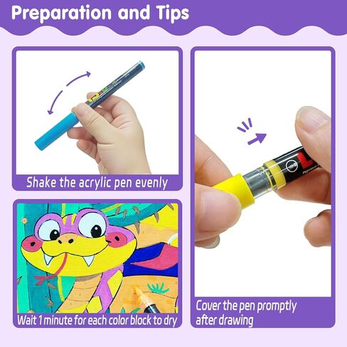 sneiljoy 3 عبوات الطلاء بالأرقام عدة للأطفال، DIY الاكريليك الطلاء الزيتي بواسطة مجموعات الأرقام على القماش، رسم الطلاء لديكور المنزل in Kuwait