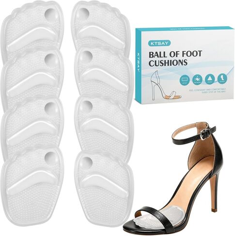 Metatarsal Pads Women, Gel Ball of Foot Cushions (2 Pairs Shoe Inserts), Non-Slip One Size Fit Heel Inserts for Foot Pain Relief (Clear) in Saudi Arabia