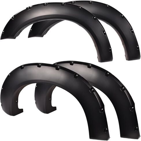 LQI Fender Flares متوافقة مع Ford F250 F350 Super Duty 2011 2012 2013 2014 2015 2016 Styleside مع 81.8 بوصة / 98.0 بوصة طول السرير نمط الجيب برشام عجلة الحاجز مشاعل مجموعة غطاء in Kuwait