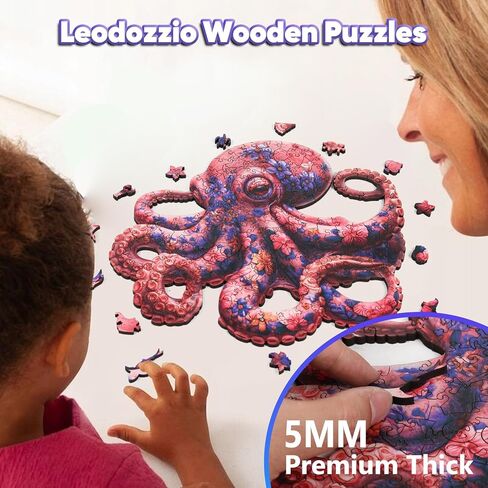 Leodozzio Wooden Puzzles for Adults & Kids, Sea Turtle Ocean Jigsaw Puzzles 200 Pieces, 5MM Thick Unique Shaped Animal Wood Puzzle, Gift for Grandkids, Family Christmas Game, Home Decor, 11.2x11.2in in Saudi Arabia