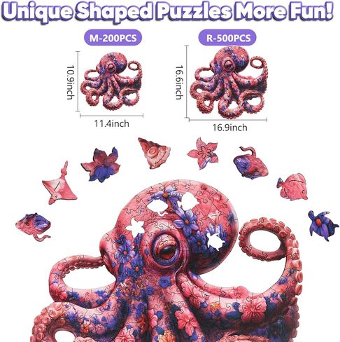 Leodozzio Wooden Puzzles for Adults & Kids, Sea Turtle Ocean Jigsaw Puzzles 200 Pieces, 5MM Thick Unique Shaped Animal Wood Puzzle, Gift for Grandkids, Family Christmas Game, Home Decor, 11.2x11.2in in Saudi Arabia