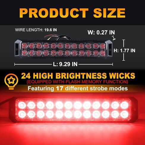 4PCS Amber White 24-LED Surface Mount Flashing Emergency Strobe Lights for Truck Car Vehicles Mini Grille Lights Beacon Safety Warning Slim Strobe Lights for Trucks Car ATV, Sync Feature in Kuwait