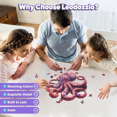 Leodozzio Wooden Puzzles for Adults & Kids, Sea Turtle Ocean Jigsaw Puzzles 200 Pieces, 5MM Thick Unique Shaped Animal Wood Puzzle, Gift for Grandkids, Family Christmas Game, Home Decor, 11.2x11.2in in Saudi Arabia