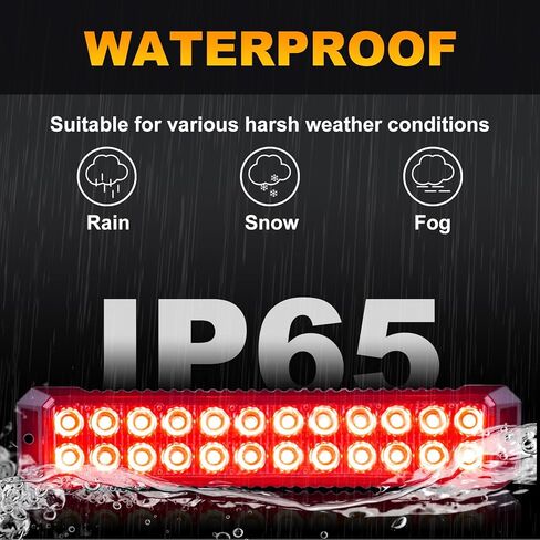 4PCS Amber White 24-LED Surface Mount Flashing Emergency Strobe Lights for Truck Car Vehicles Mini Grille Lights Beacon Safety Warning Slim Strobe Lights for Trucks Car ATV, Sync Feature in Kuwait