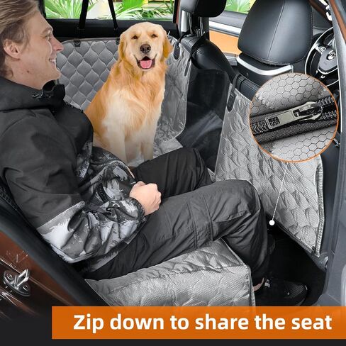 PETICON Dog Car Seat Cover with Mesh Window, 100% Waterproof Dog Seat Cover for Back Seat, Scratchproof Dog Hammock for Cars, Trucks, SUVs, Jeeps, Beige in Kuwait