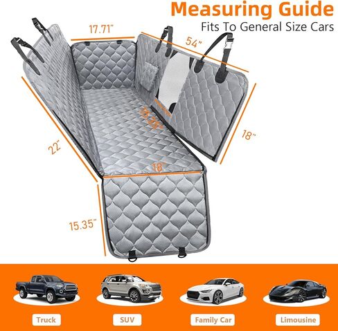 PETICON Dog Car Seat Cover with Mesh Window, 100% Waterproof Dog Seat Cover for Back Seat, Scratchproof Dog Hammock for Cars, Trucks, SUVs, Jeeps, Beige in Kuwait