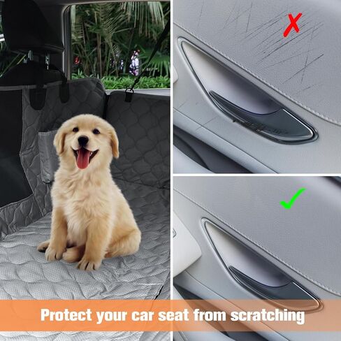 PETICON Dog Car Seat Cover with Mesh Window, 100% Waterproof Dog Seat Cover for Back Seat, Scratchproof Dog Hammock for Cars, Trucks, SUVs, Jeeps, Beige in Kuwait