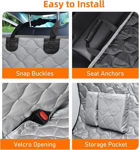 PETICON Dog Car Seat Cover with Mesh Window, 100% Waterproof Dog Seat Cover for Back Seat, Scratchproof Dog Hammock for Cars, Trucks, SUVs, Jeeps, Beige in Kuwait