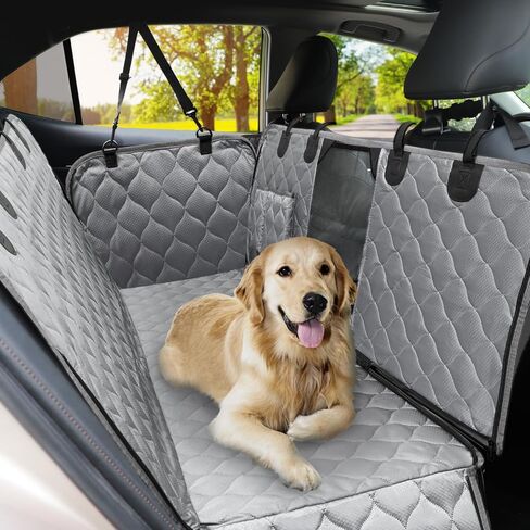 PETICON Dog Car Seat Cover with Mesh Window, 100% Waterproof Dog Seat Cover for Back Seat, Scratchproof Dog Hammock for Cars, Trucks, SUVs, Jeeps, Beige in Kuwait