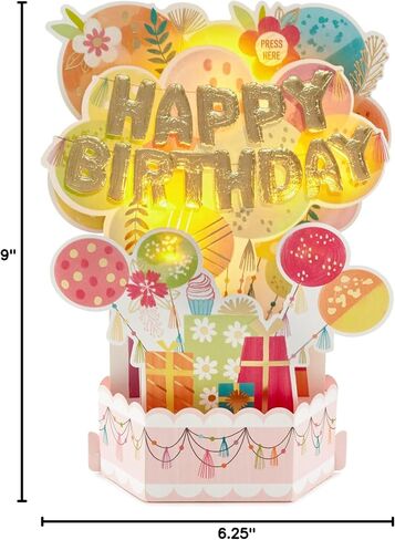 Hallmark Paper Wonder Musical Pop Up Birthday Card (Mylar Balloon Explosion, Plays Happy Birthday) in Saudi Arabia