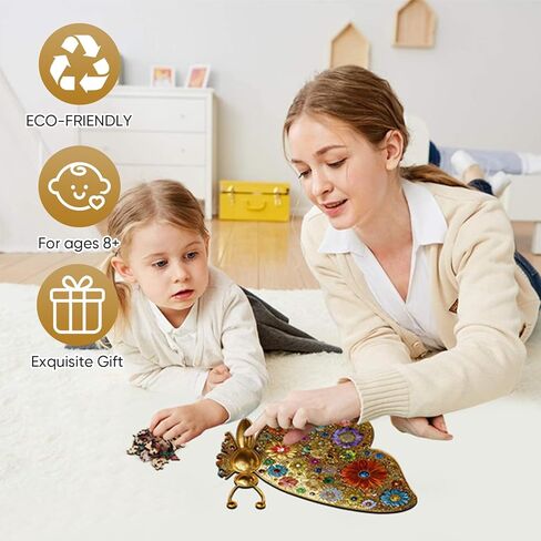 mocfesk الألغاز الخشبية الملونة من الزجاج الملون، ألغاز خشبية ملونة وزهور للبالغين والأطفال، ألغاز فسيفساء 200 قطعة، ديكور للعطلات 11.2 بوصة × 11.2 بوصة in Saudi Arabia
