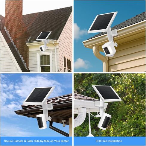 حامل تثبيت مزراب 2 في 1 بدون مثقاب للكاميرات الحلقية والألواح الشمسية | حامل كاميرا أمان خارجي قابل للتعديل 360 درجة، توافق عالمي مقاوم للطقس in Kuwait