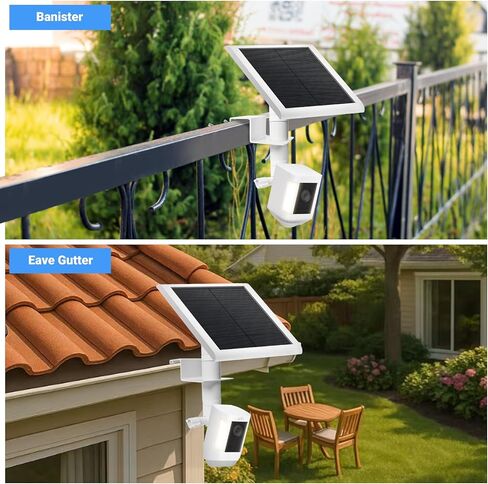 حامل تثبيت مزراب 2 في 1 بدون مثقاب للكاميرات الحلقية والألواح الشمسية | حامل كاميرا أمان خارجي قابل للتعديل 360 درجة، توافق عالمي مقاوم للطقس in Kuwait