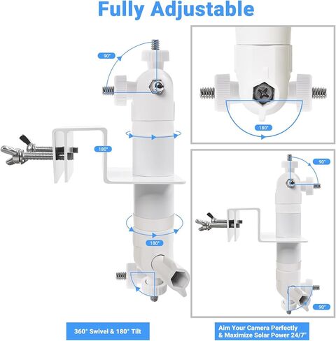 حامل تثبيت مزراب 2 في 1 بدون مثقاب للكاميرات الحلقية والألواح الشمسية | حامل كاميرا أمان خارجي قابل للتعديل 360 درجة، توافق عالمي مقاوم للطقس in Kuwait