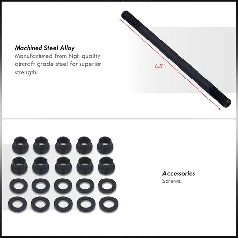 AJP Distributors JDM Upgrade 10-Piece Cylinder Head Stud Bolt Nuts Kit Compatible/Replacement For Civic CRX Del Sol D15 D16 D16A6 D16Z6 VTEC D-Series SOHC Engine Motor 88 89 90 91 92 93 94 95 96 97 in Saudi Arabia