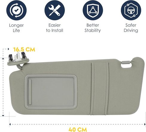 Driver & Passenger Sides Sun Visor with Light Fit for Toyota Camry (Only Fit Models with Sunroof) 2007 2008 2009 2010 2011, Replace for 74310-06770-B0, 74320-06800-B0 (Beige) in Saudi Arabia