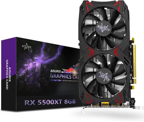 AISURIX RX 5500 XT 8gb GDDR6 Graphics Card,128 Bit, 3XDP, HDMI, PCI Express 4.0X8, 8pin with Fan Intelligent System,Gaming PC Computer Video Cards with 3X DisplayPort +1X HDMI (Style 1) in Kuwait