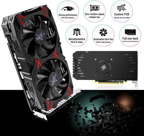 AISURIX RX 5500 XT 8gb GDDR6 Graphics Card,128 Bit, 3XDP, HDMI, PCI Express 4.0X8, 8pin with Fan Intelligent System,Gaming PC Computer Video Cards with 3X DisplayPort +1X HDMI (Style 1) in Kuwait