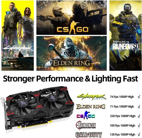 AISURIX RX 5500 XT 8gb GDDR6 Graphics Card,128 Bit, 3XDP, HDMI, PCI Express 4.0X8, 8pin with Fan Intelligent System,Gaming PC Computer Video Cards with 3X DisplayPort +1X HDMI (Style 1) in Kuwait