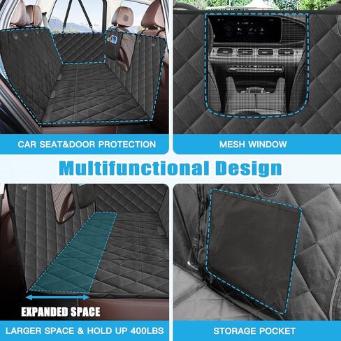 Kytely Dog Car Seat Cover for Back Seat,Waterproof Hammock with Mesh Window, Anti-Scratch Nonslip Car Seat Protector for Dogs, 600D Heavy Duty Dog Seat Cover for Cars Trucks and Suvs in Kuwait