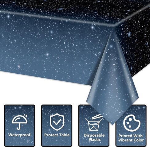 9 Pcs Galaxy Tablecloths, 84 x 84 ''Space Explore Theme Plastic Table Cloth Disposable Use for Kids Outer Space Stars Theme Birthday Decorations in Saudi Arabia