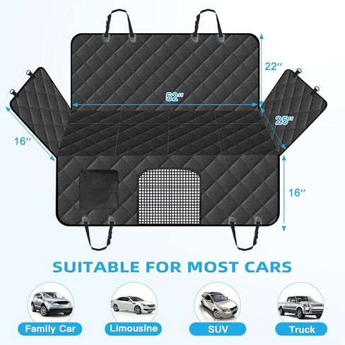 Kytely Dog Car Seat Cover for Back Seat,Waterproof Hammock with Mesh Window, Anti-Scratch Nonslip Car Seat Protector for Dogs, 600D Heavy Duty Dog Seat Cover for Cars Trucks and Suvs in Kuwait