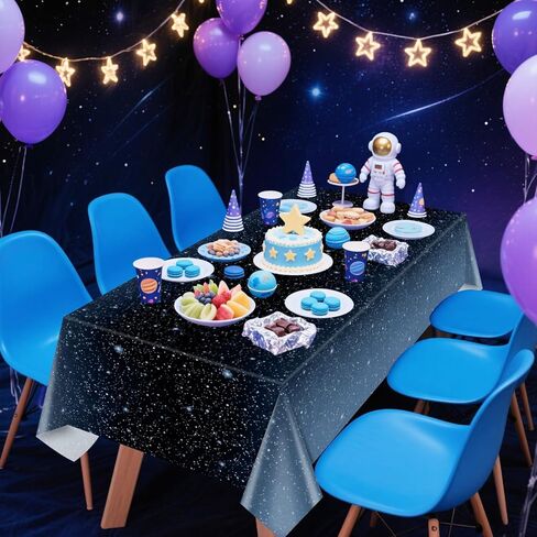9 Pcs Galaxy Tablecloths, 84 x 84 ''Space Explore Theme Plastic Table Cloth Disposable Use for Kids Outer Space Stars Theme Birthday Decorations in Saudi Arabia