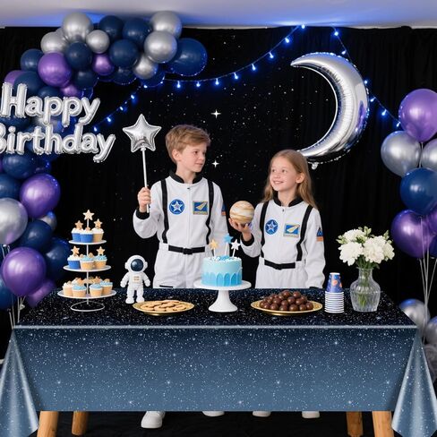 9 Pcs Galaxy Tablecloths, 84 x 84 ''Space Explore Theme Plastic Table Cloth Disposable Use for Kids Outer Space Stars Theme Birthday Decorations in Saudi Arabia