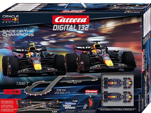 Carrera 30048 Digital 132 Race of The Champions Slot Car Race Track Set, 1:32 Scale, 23.95-Feet Long, Featuring M.Verstappen and S.Perez Cars, Includes Wireless Controllers in Saudi Arabia