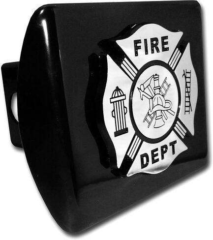 Elektroplate Fire Department Maltese Cross Chrome & Black All Metal Black Hitch Cover for Trucks and SUVs | Fits Standard 2" Trailer Hitch Receivers | Premium Weatherproof in Saudi Arabia