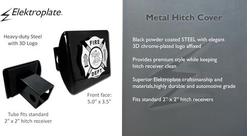 Elektroplate Fire Department Maltese Cross Chrome & Black All Metal Black Hitch Cover for Trucks and SUVs | Fits Standard 2" Trailer Hitch Receivers | Premium Weatherproof in Saudi Arabia