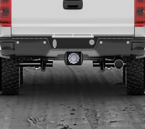 Elektroplate Fire Department Maltese Cross Chrome & Black All Metal Black Hitch Cover for Trucks and SUVs | Fits Standard 2" Trailer Hitch Receivers | Premium Weatherproof in Saudi Arabia